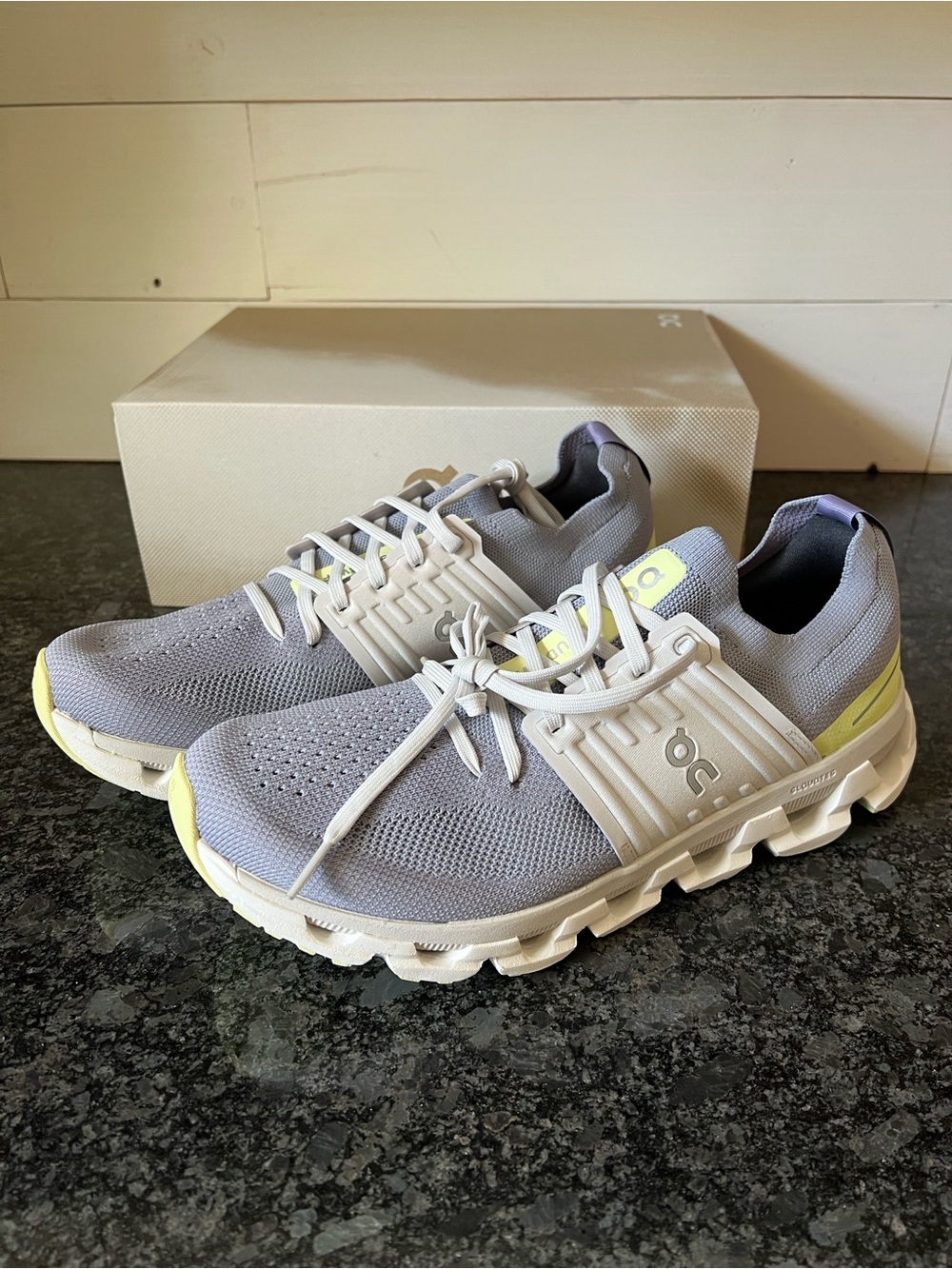 On Running Women's Gray and Yellow Cloudswift Athletic Shoes